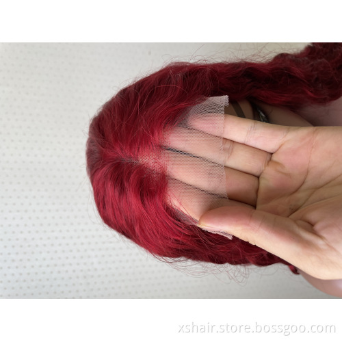 99J Burgundy Red Color Customized Texture Long 30 Inches Brazilian Cuticle Aligned Hair Lace Front Wigs